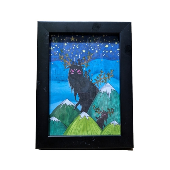 SOLD - HANDMADE DrawingArtworkDecor |Mythical Mountain Beasts|Signed Richelle L. - Picture 7 of 8
